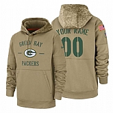 Green Bay Packers Customized Nike Tan Salute To Service Name & Number Sideline Therma Pullover Hoodie,baseball caps,new era cap wholesale,wholesale hats